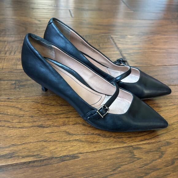 Vionic Shoes - Vionic Women's Minnie Mary Jane Kitten Heels Black Leather Sz 7.5 Pointed Toe